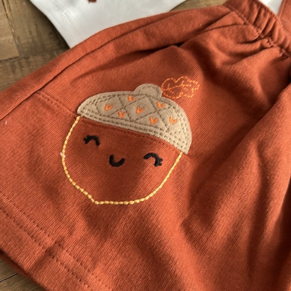 🍁🍂Carter Baby Girl Carter's Autumn Gourd Tee, Acorn Jumper, & Headwrap Set NWT - Picture 3 of 8
